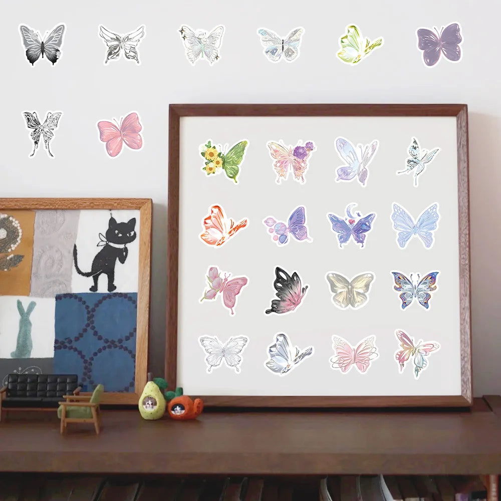 10/30/50PCS Cute Butterfly Stickers Aesthetic Graffiti DIY Waterproof Skateboard Phone Fridge Phone Guitar Bike Graffiti Kid Toy (ONLINE ORDER ONLY)