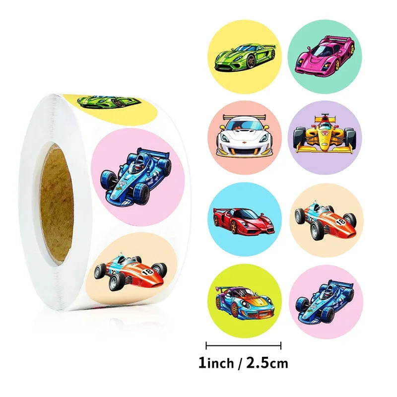 500PCS Cartoon Speed Car Sticky Paper Sticker Labels Thank You Sticker Sealing Stationery Supplies DIY Decoration Scrapbooking (ONLINE ORDER ONLY)