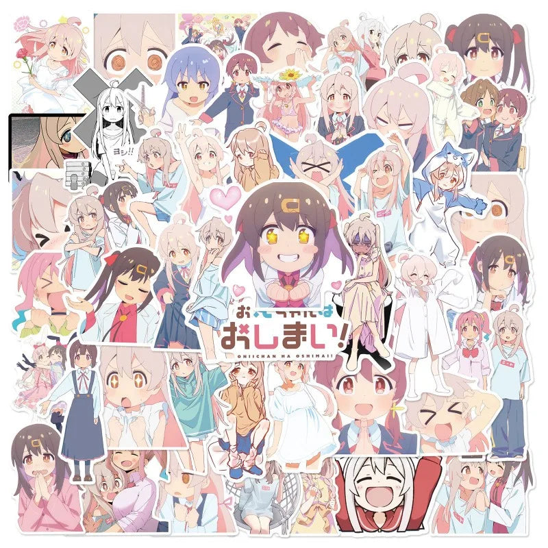 50pcs Oniichan Wa Oshimai Anime Stickers for Laptop, Phone, Car, Scooter, Suitcase, Water Cup, Stationery, Refrigerator Decoration (Online Order Only)