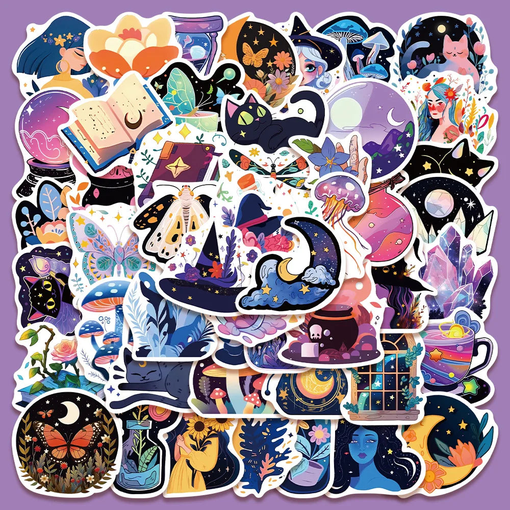 50pcs Gothic Magic Graffiti Stickers for Helmets, Walls, DIY Decoration Wholesale (Online Order Only)