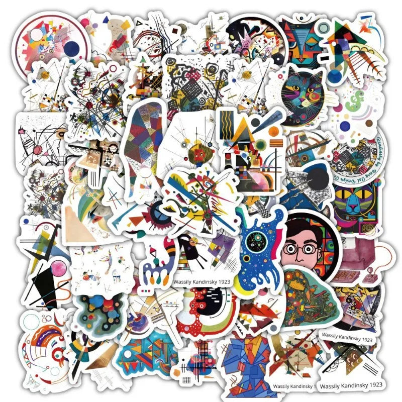 120pcs Wassily Kandinsky Art Stickers for Laptop, Phone, Suitcase, Water Bottle, Stationery, Refrigerator (ONLINE ORDER ONLY)