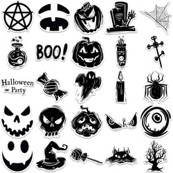 10/30/50PCS Horror Halloween Black Stickers Cute Ghost Decals DIY Wall Motorcycle Fridge Skateboard Phone Cartoon Sticker Toys (Online Order Only)