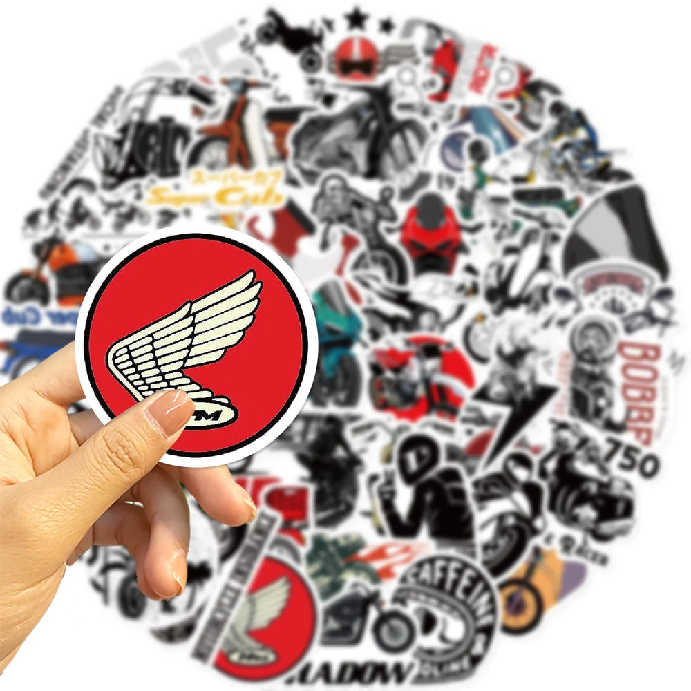 50Pcs Fashion Vintage Motorcycle Stickers Retro Aesthetic Bike Phone Car Skateboard Laptop Sticker Decal Classic Kids Toy (ONLINE ORDER ONLY)