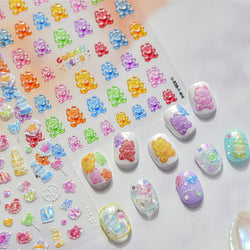 Colourful Jelly Rabbit Bunny Gummy Bear Cute Lollipop Soda Water Candy Snack Pudding Star Heart Nail Art Stickers Manicure Decal (ONLINE ORDER ONLY)