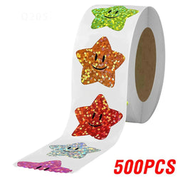 100-500pcs Holographic Star Reward Stickers Corlorful Adhesive Star Stickers Reward Chart Decorative Toy Gifts Sticker Labels (ONLINE ORDER ONLY)