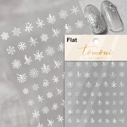 Hot Stamping Romantic White Gold Snowflakes Hexagon Winter 3D Self Adhesive Nail Art Stickers Shiny Rhinestone Manicure Decals (Online Order Only)