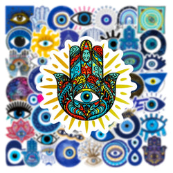 10/30/50pcs Cool Turkish Evil Eye Cartoon Stickers Skateboard Laptop Motorcycle Luggage Phone Car Graffiti Sticker Decal Kid Toy (ONLINE ORDER ONLY)