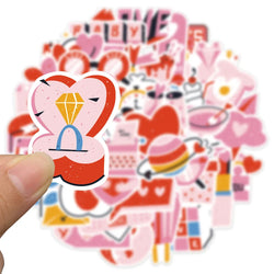 10/30/50PCS Cartoon Pink Love Stickers Valentine's Day Cute Decals PVC Waterproof Skateboard Laptop Phone Car Sticker For Kids (ONLINE ORDER ONLY)