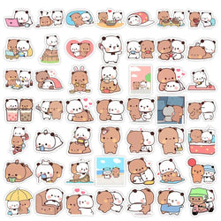 50sheets/set Bear Cute Bear and Panda Stickers PVC Waterproof Cartoon Bear and Panda Stickers Cartoon Panda Bubu Dudu Stickers (ONLINE ORDER ONLY)