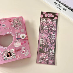Korean ins Cute Punk Rock Bunny Stickers Hand Account Idol Card DIY Material Decorative Sticker Personalized Kawaii Stationery (Online Order Only)