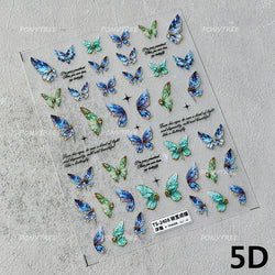 Steam Punk Butterfly Gear Green Star Gold Stamping Self Adhesive Nail Art Decoration Stickers Illusion Polarized Manicure Decals (ONLINE ORDER ONLY)