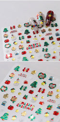 Snowman Apple Stars Gift Bell Snowflake Christmas Tree 3D Jelly Self Adhesive Nail Art Stickers Santa Claus Xmas Manicure Decals (ONLINE ORDER ONLY)