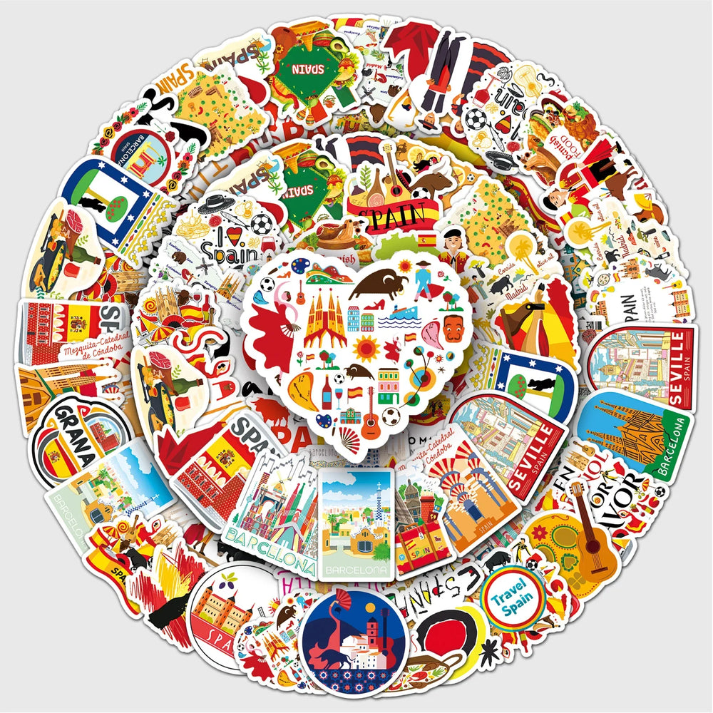 50Pcs Cartoon Waterproof Vinyl Stickers for Skateboard Snowboard Retro Decals (Online Order Only)