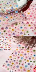 Colorful Dried Flowers Wreath Floral Plant Petal Bud Garden Charming 5D Reliefs Self Adhesive Nail Art Stickers Manicure Decals (Online Order Only)