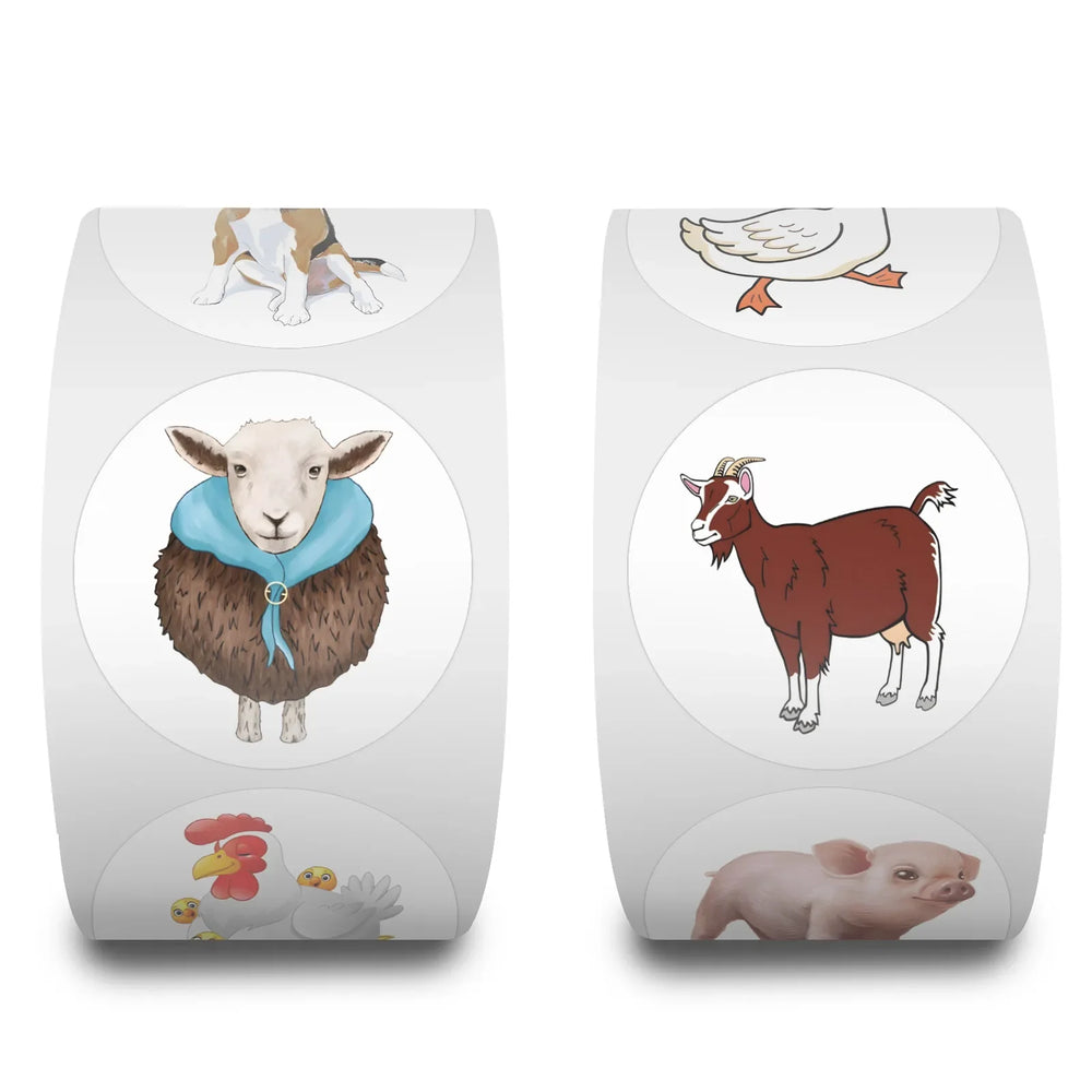 100-500pcs Cartoon Farm Animals Stickers Gift Packaging Lables Stickers Hand Account Sealing Label Reward Sticker Kids Toy (Online Order Only)