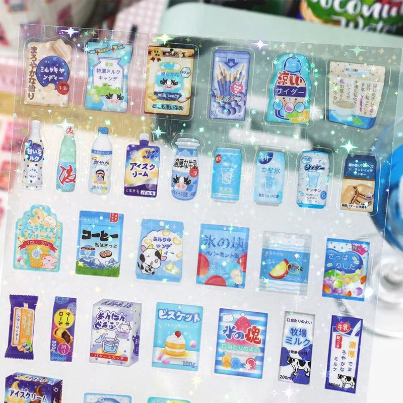 1 Sheets Snack House Series Sticker PET Star Flash Film Deco Scrapbook DIY Material Decoration Stationery Stickers (ONLINE ORDER ONLY)