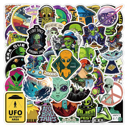 UFO Alien Graffiti Stickers: 10/30/50pcs Waterproof for Luggage, Phone, Laptop, Helmet, Kids Toys (Online Order Only)