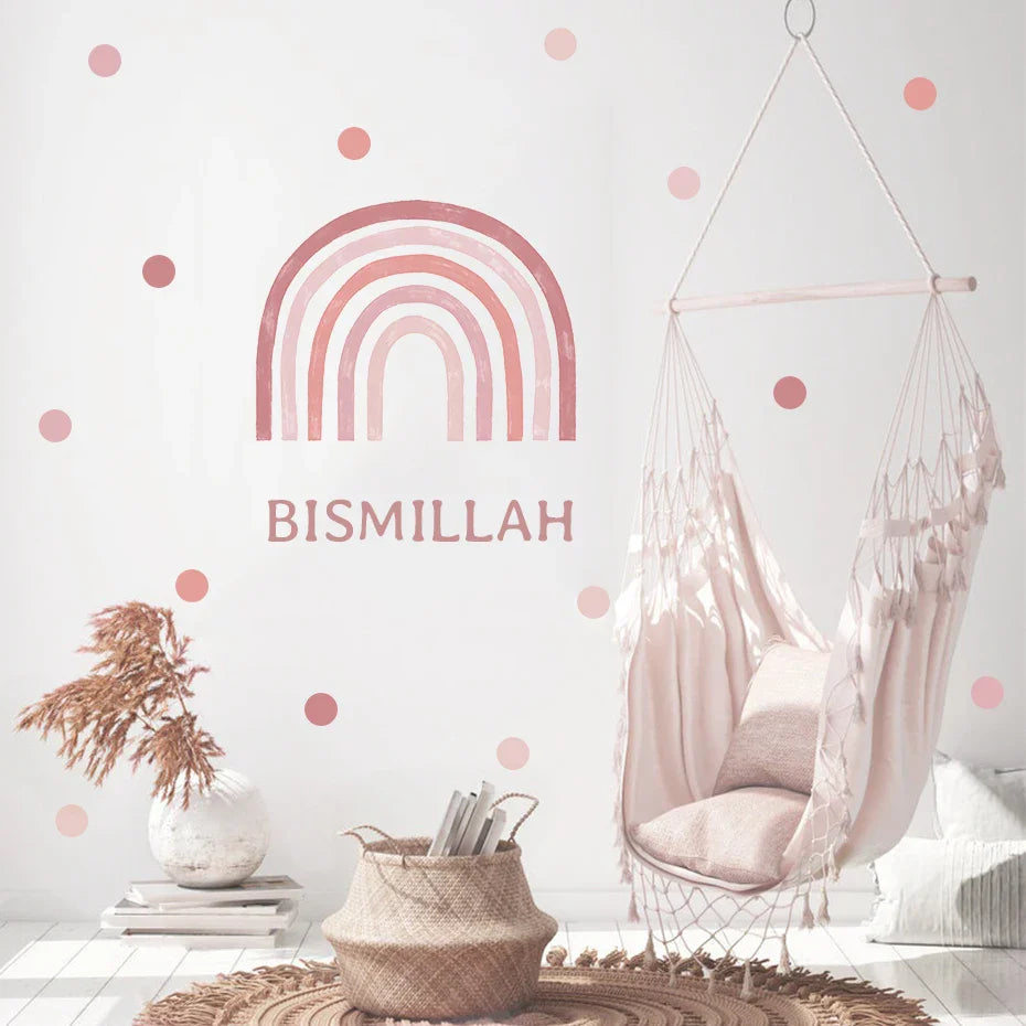 Islamic Boho Pink Blue Rainbow Dot Wall Decals Nursery Bedroom Art Stickers (Online Order Only)