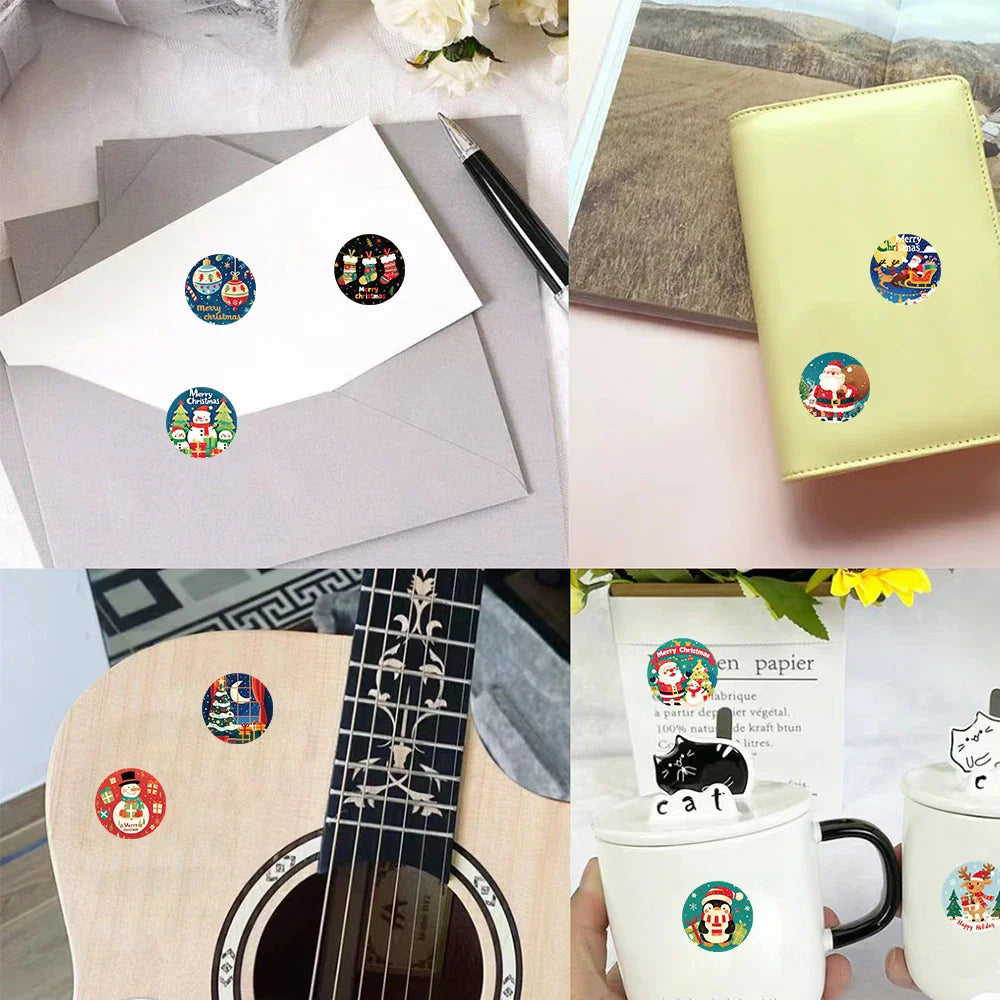 500pcs Happy Christmas Reward Stickers Corlorful Adhesive Roll Stickers Reward Chart Decorative Toy Gifts Sticker Labels (ONLINE ORDER ONLY)
