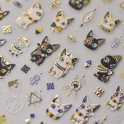 Mysterious Egyptian Cat Totem Eye Symbol Black Pharaoh Kitty Paw Sun Self Adhesive Nail Art Stickers Manicure Decals Wholesale (Online Order Only)