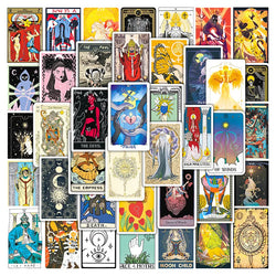 50pcs Retro Tarot Stickers for Laptop, Phone, Car, Scooter, Water Bottle, Suitcase, Stationery, Refrigerator (Online Order Only)