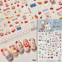 Cute Mango Dog Puppy Bear Bichon Blueberries Strawberry Cake Fruit Juice Desserts Corgi Adhesive Nail Art Sticker Manicure Decal (Online Order Only)