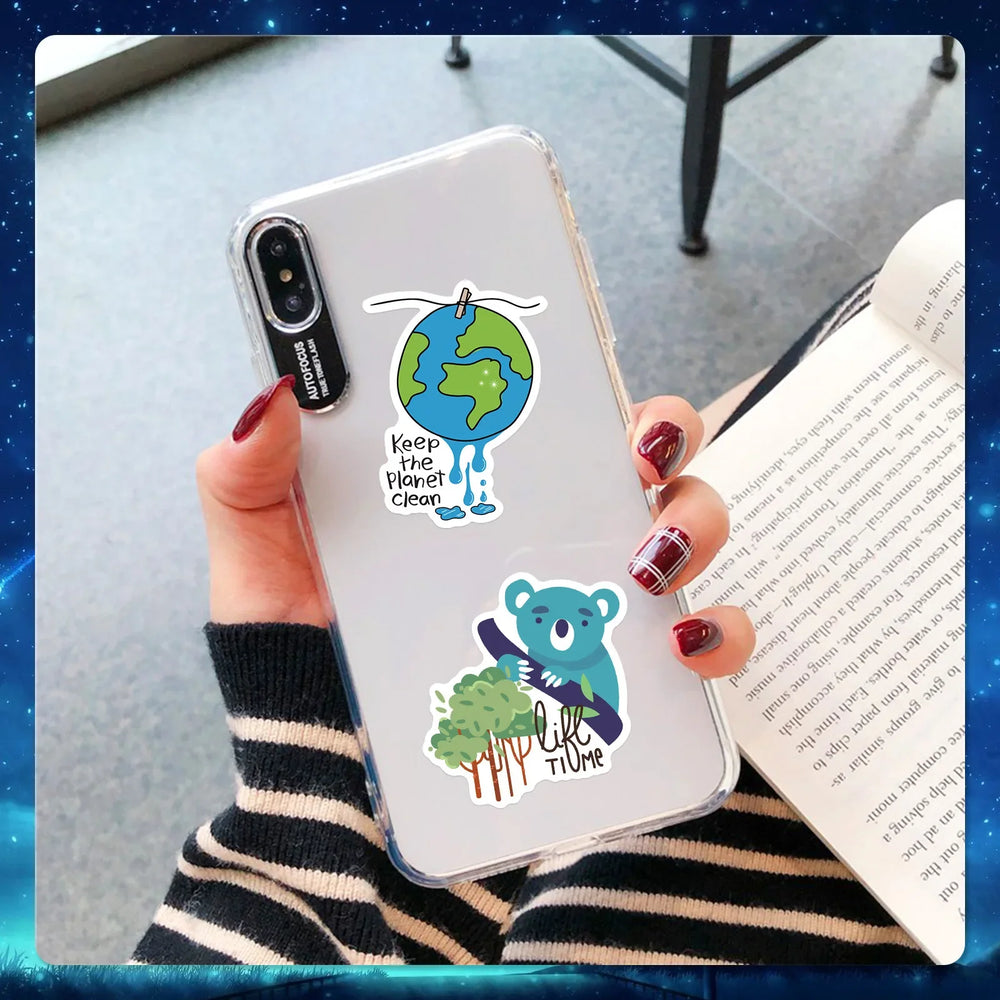 10/30/50PCS Protect Environment Green Cartoon Sticker DIY Waterproof Suitcae Bicycle Skateboard Scrapbook Car Laptop Wall Decals (ONLINE ORDER ONLY)