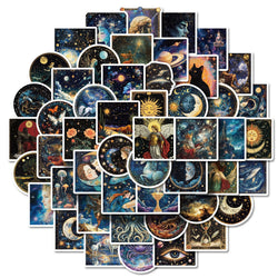 10/50pcs Cool Space Universe Mythology Galaxy Starry Graffiti Stickers DIY Phone Laptop Notebook Suitcase Waterproof Sticker Toy (Online Order Only)