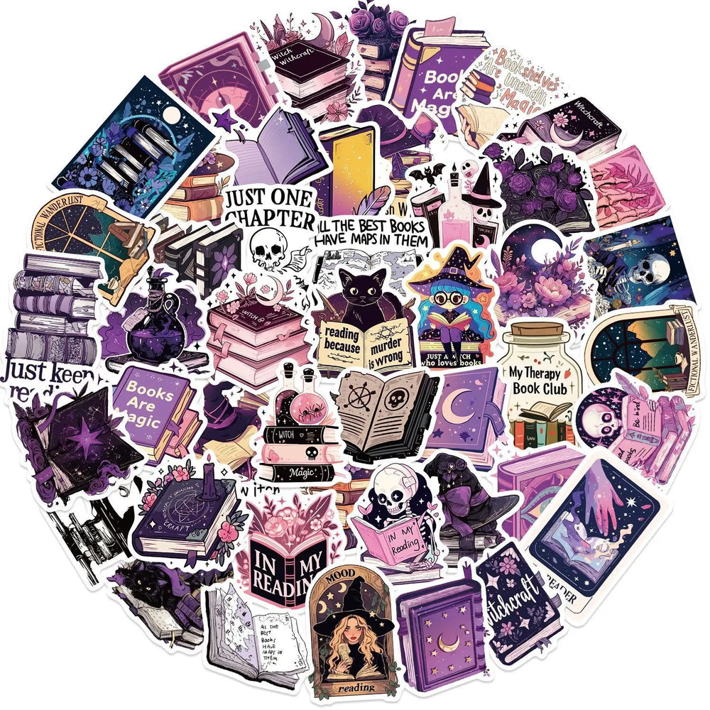 10/50pcs Gothic Witch Bookish Reading Book Stickers Toy Decals DIY Decoration For Notebook Phone Skateboard Water Bottle Sticker (Online Order Only)