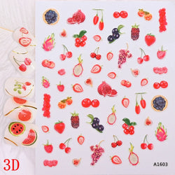 1Pc Sweet Cute Fresh Red Cherry Pattern Nail Stickers Self Adhesive Fruit Design Decals Women & Girls Homemade Manicure Supplies (ONLINE ORDER ONLY)