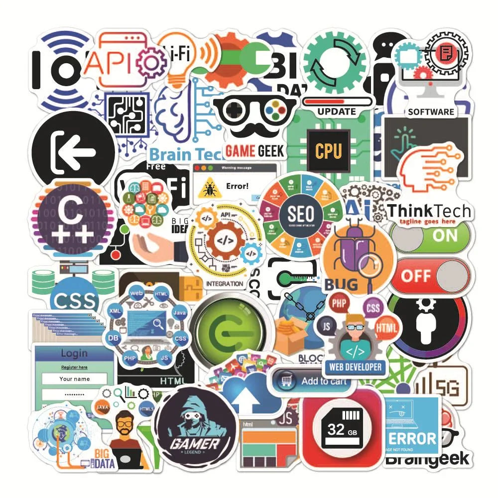10/50Pcs Programmer Internet Java Stickers Geek Php Docker Html Bitcoin Programming Language For Phone Laptop Car Toy Decals (Online Order Only)