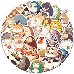 10/30/50PCS Animal Eating PVC Sticky Sticker Aesthetic Children's Korean Stationery DIY Decoration Scrapbooking School Supplies (Online Order Only)