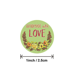 100-500pcs Handmade With Love Kraft Paper Stickers Round Adhesive Labels Baking Wedding Decoration Party Decoration Sticker (Online Order Only)