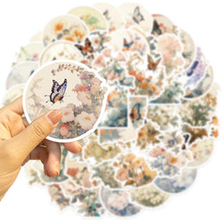 50PCS Ins Cute Butterfly Flower Cartoon Stickers Aesthetic DIY Diary Suitcase Scrapbook Phone Laptop Kawaii Decal Sticker (Online Order Only)