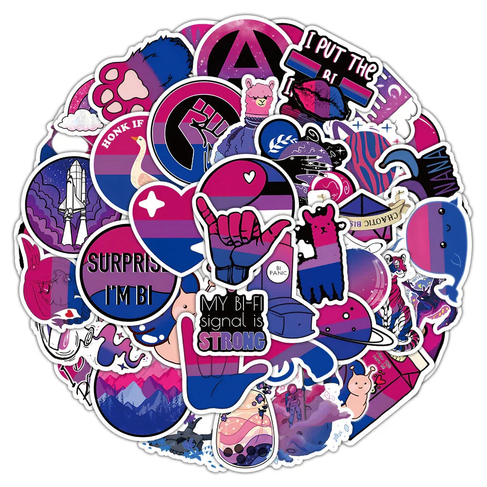Bisexual Pride Stickers Pack - Motorcycle, Luggage, Skateboard, Graffiti, Kid Gift (Online Order Only)