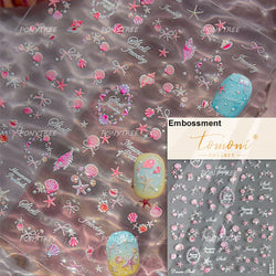 Hot Stamping Seahorse Dolphin Shell Conch Starfish Coconut Tree Jackfruit Water Bubbles Ocean Nail Art Stickers Manicure Decals (ONLINE ORDER ONLY)
