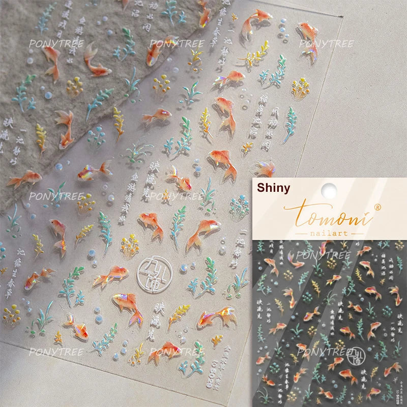 Deep Sea Animal Fish Shoal of Fish Whale Coral Dolphin Summer Beach Cute Jellyfish Bubble Bathyal Fauna Nail Art Stickers Decals (ONLINE ORDER ONLY)