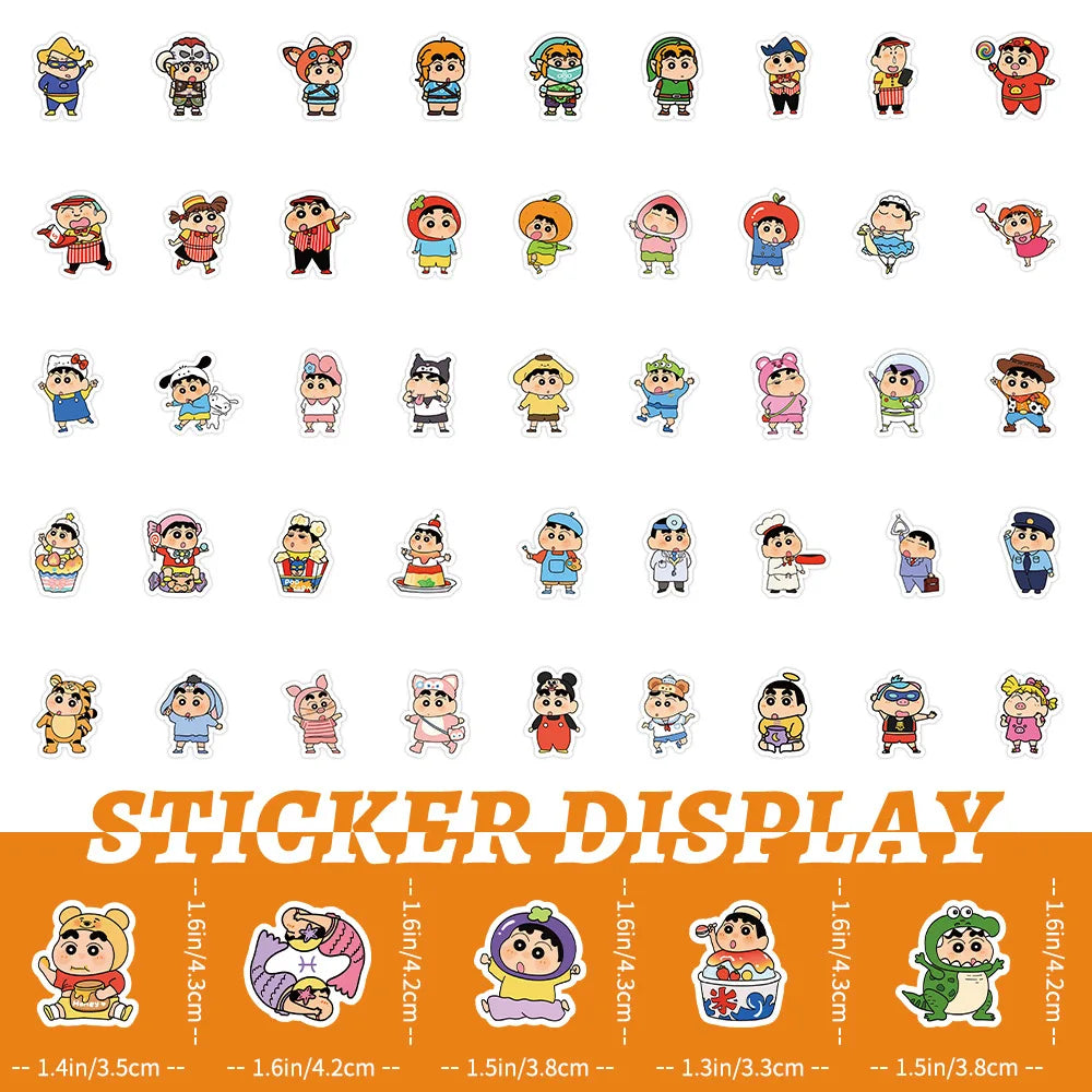 10/30/50/100PCS Cute Crayon Shin-chan Cartoon Stickers Funny Anime Graffiti DIY Luggage Laptop Phone Guitar Car Bike Kids Toy (ONLINE ORDER ONLY)