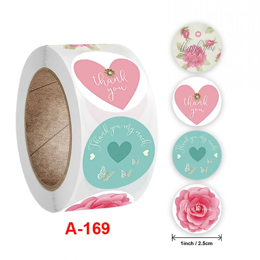 50-500pcs Floral Thank You Stickers Scrapbooking Label For Gift Decoration Wedding Sticker Package Seal Labels Custom Sticker (ONLINE ORDER ONLY)
