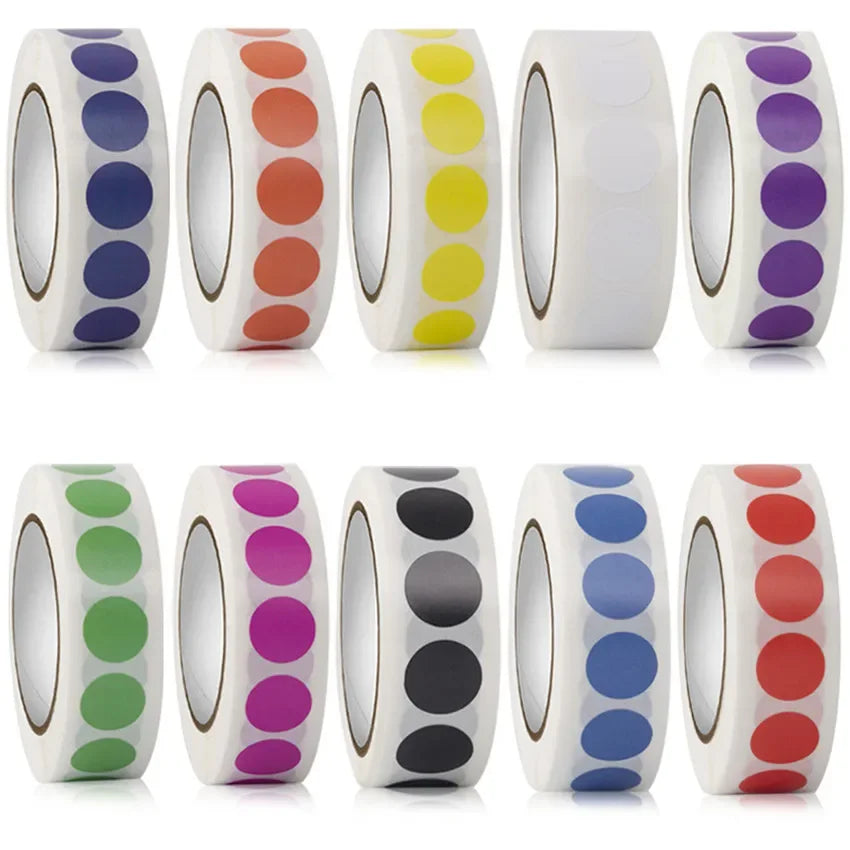 500/1000pcs/ roll Color Dot Stickers Removable 1.3cm Chroma Label for Inventory Organize,File Classification Stationery Sticker (Online Order Only)