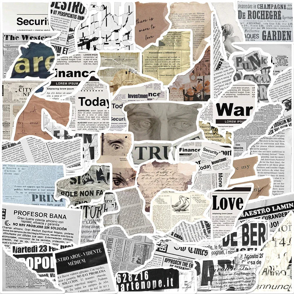 10/30/52PCS Vintage Fragment Graffiti Stickers Retro Decals DIY Phone Stationary Notebook Suitcase Guitar Bike Kids Sticker Toys (ONLINE ORDER ONLY)
