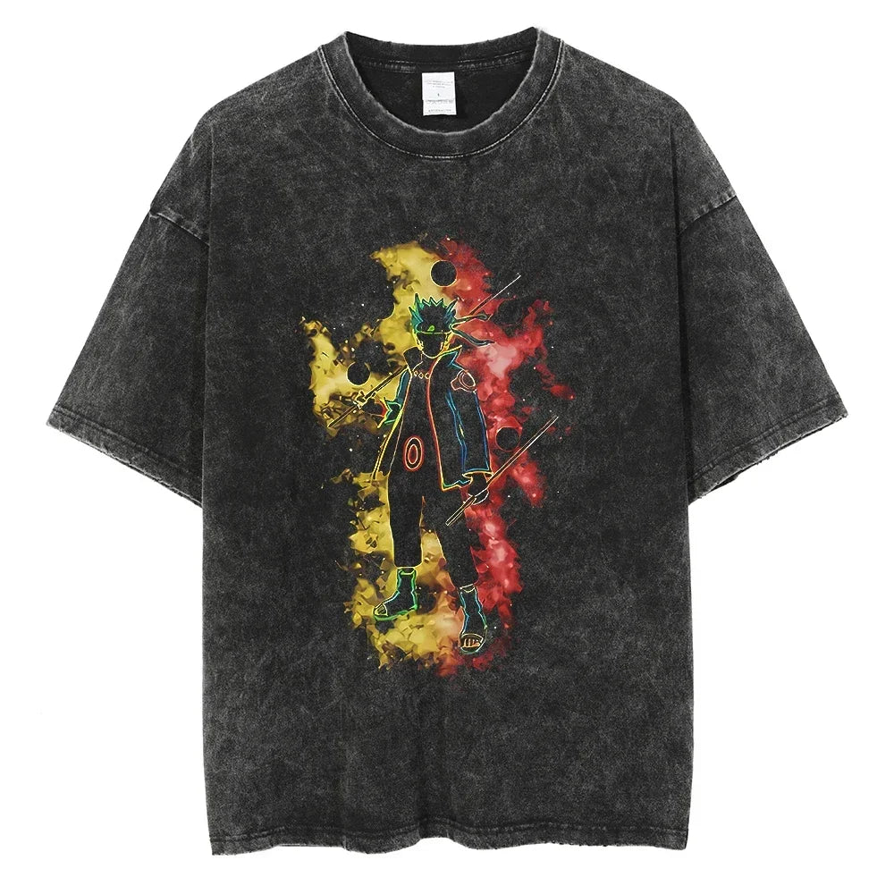 Naruto Rock Lee Streetwear T Shirt Vintage Washed Black (ONLINE ORDER ONLY)