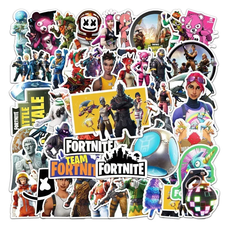 50pcs Fortnite Stickers for Laptop, Phone, Car, Scooter, Water Bottle, Suitcase, and More (Online Order Only)