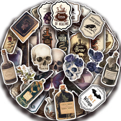 50PCS Cool Gothic Graffiti Skull Stickers Decals Kids Toy DIY Diary Suitcase Scrapbook Phone Laptop Bike Sticker (ONLINE ORDER ONLY)