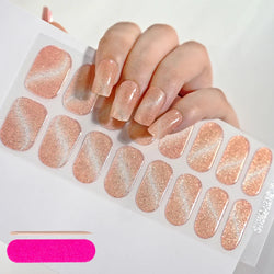 Nude Pink French Semi-Cured Gel Nail Patch Slider Adhesive Waterproof Long Lasting Full Cover Gel Nail Sticker UV Lamp Needed *^ (ONLINE ORDER ONLY)