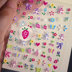 1pc 5D Flower Design Nail Art Stickers Colorful Flowers Nail Art Decals For DIY & Nail Salons Self-Adhesive Nail Art Supplies *^ (ONLINE ORDER ONLY)