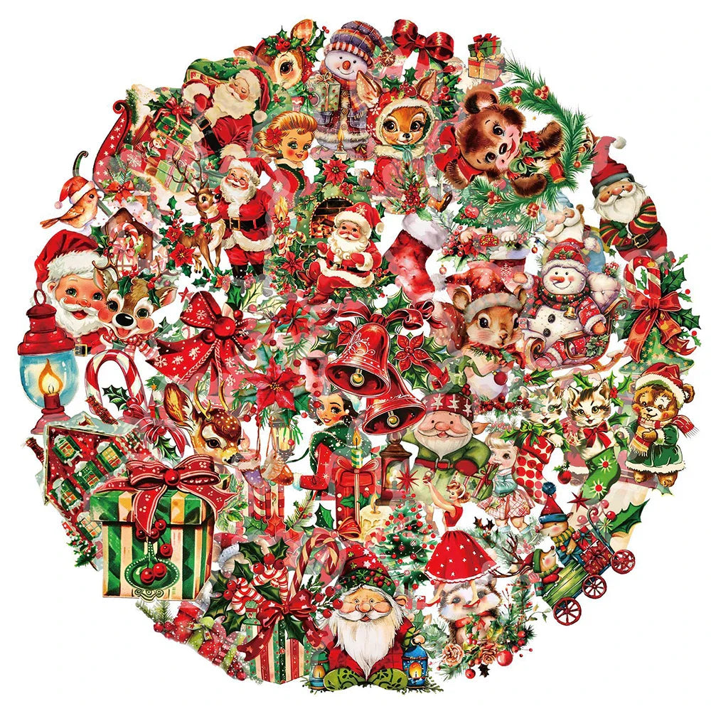 Retro Santa Claus Christmas Stickers - 10/30/50pcs for Laptop, Phone, Scrapbook, Suitcase, Wall, Kids Toys (ONLINE ORDER ONLY)