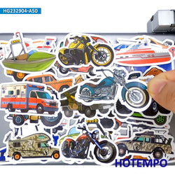 20/30/50Pieces Mixed Vehicles Ship Motorcycle Bus Truck Car Funny Stickers for Phone Scrapbook Diary Luggage Laptop Sticker Toys (Online Order Only)