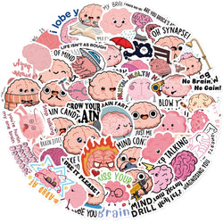 10/30/50PCS Cute Brain Pink Stickers Funny Cartoon Graffiti DIY Diary Laptop Guitar Luggage Skateboard  Waterproof Decal Toy (Online Order Only)