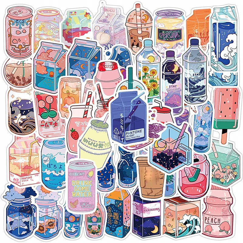 10/30/50PCS Japan Dink Sticker Aesthetic Sketchbook for Kids Children's PVC Decoration Scrapbooking School Stationery Supplies (Online Order Only)